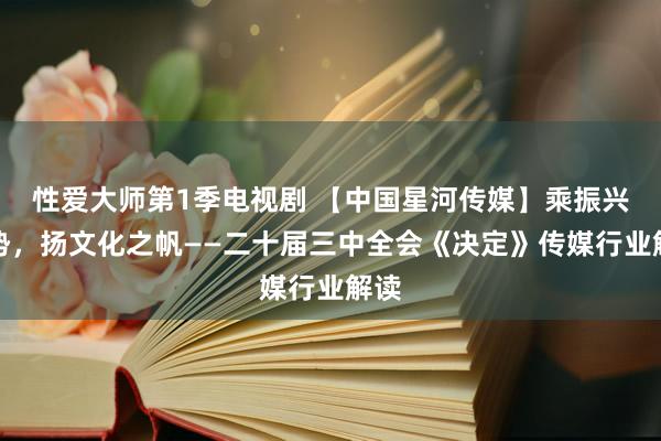 性爱大师第1季电视剧 【中国星河传媒】乘振兴之势，扬文化之帆——二十届三中全会《决定》传媒行业解读