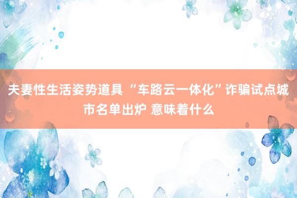 夫妻性生活姿势道具 “车路云一体化”诈骗试点城市名单出炉 意味着什么