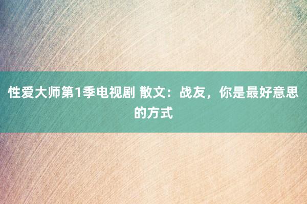 性爱大师第1季电视剧 散文：战友，你是最好意思的方式