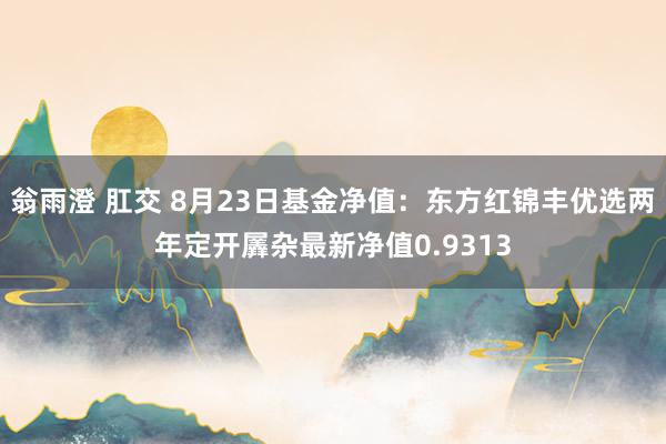 翁雨澄 肛交 8月23日基金净值：东方红锦丰优选两年定开羼杂最新净值0.9313