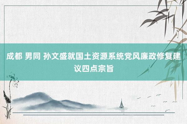 成都 男同 孙文盛就国土资源系统党风廉政修复建议四点宗旨