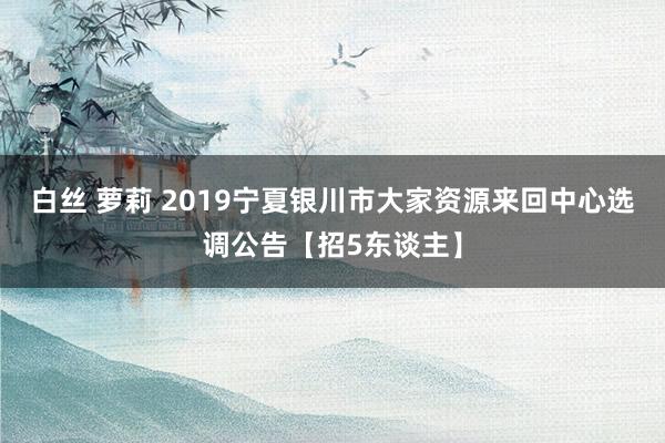 白丝 萝莉 2019宁夏银川市大家资源来回中心选调公告【招5东谈主】